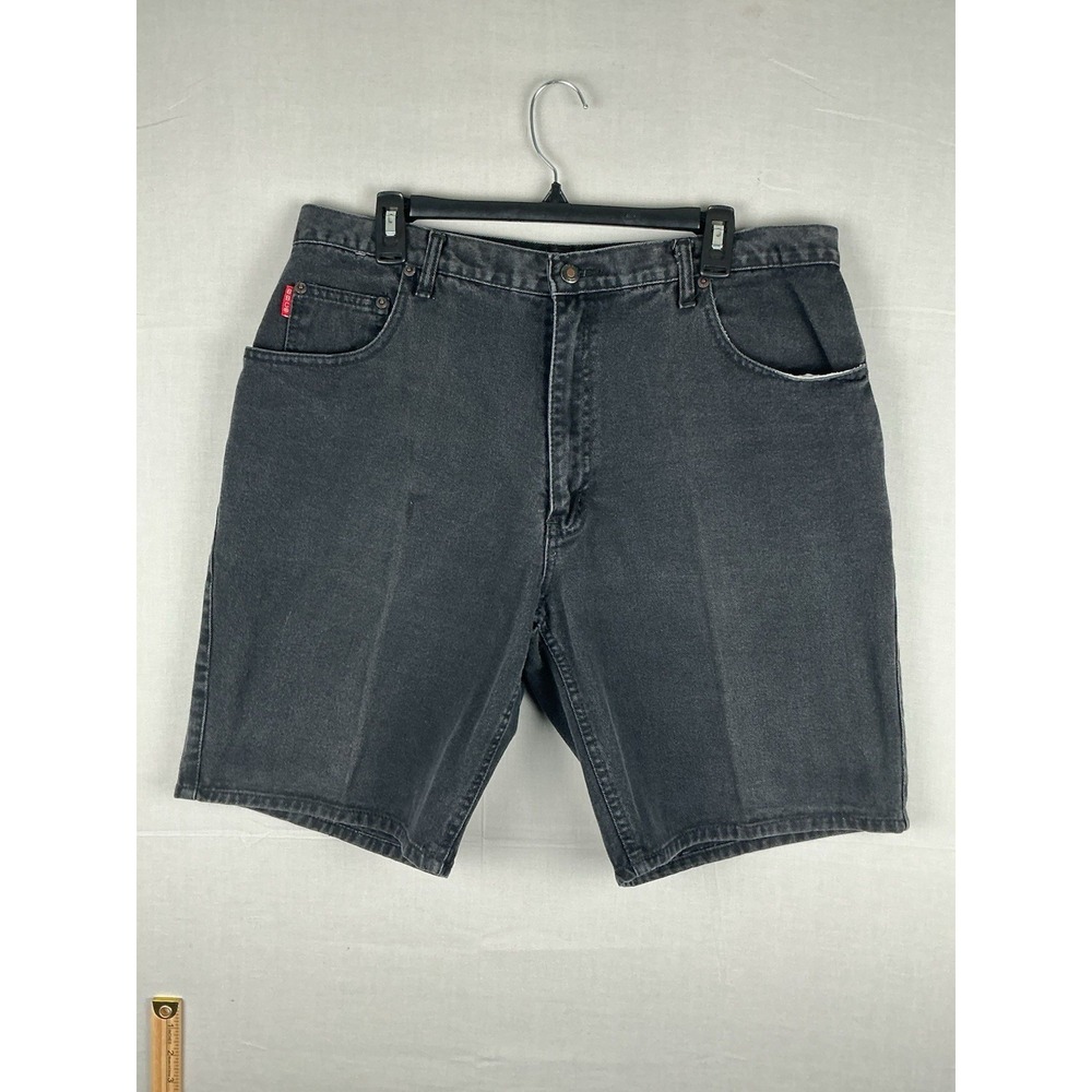 Bugle Boy Mens Denim Shorts Black Gray Vintage 90s Relaxed Fit 38W Casual